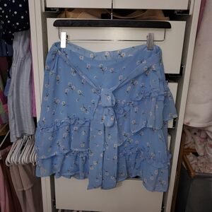 No Boundaries Light Blue Daisy Print Skirt